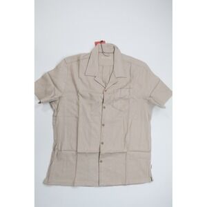 Birddogs Tech Linen Shirt Camp Collar Large Beige Linen Blend Casual Summer